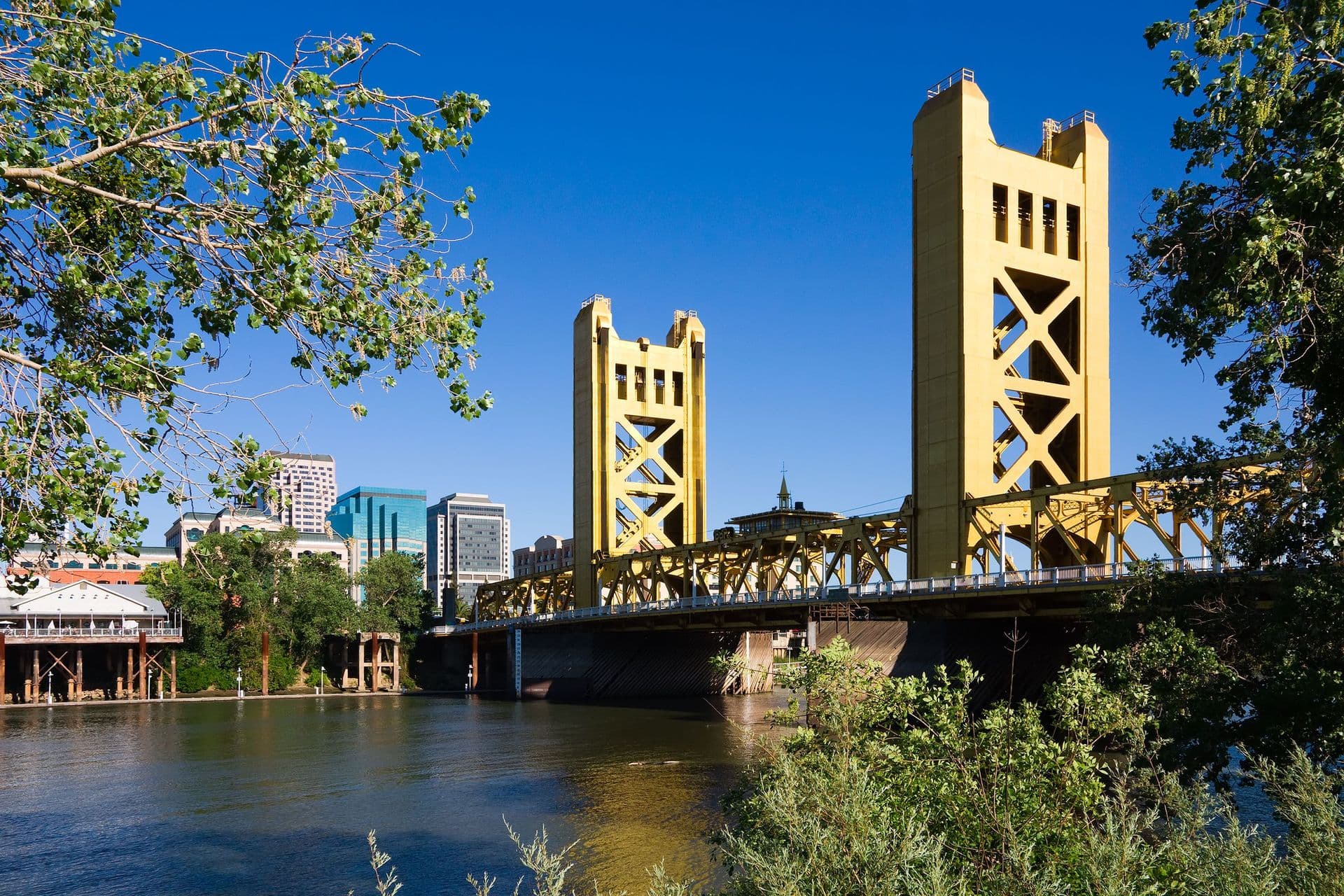 Sacramento bridge and city skyline