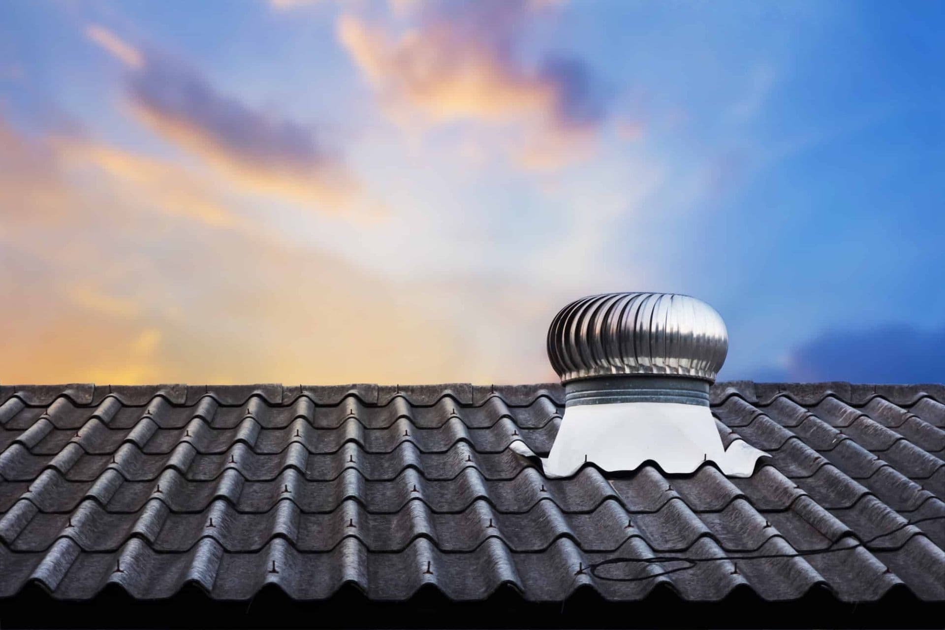 Metal roof with sunset