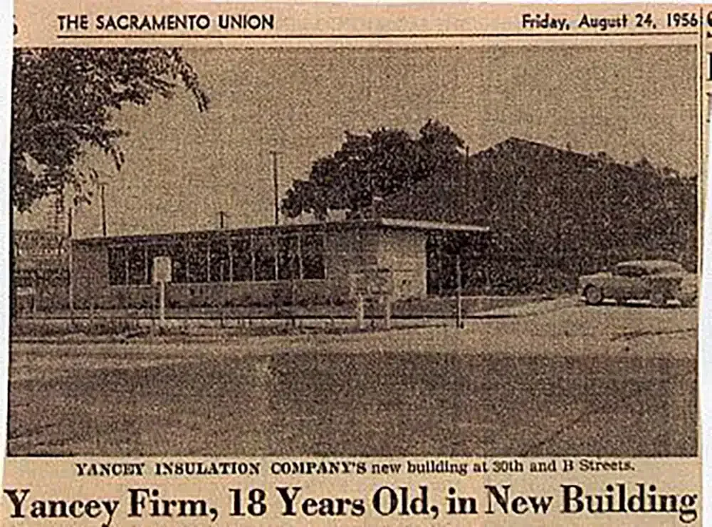 Yancey Firm Newspaper snippet; Yancey Company incorporated and was issued California Contractors License #165793
