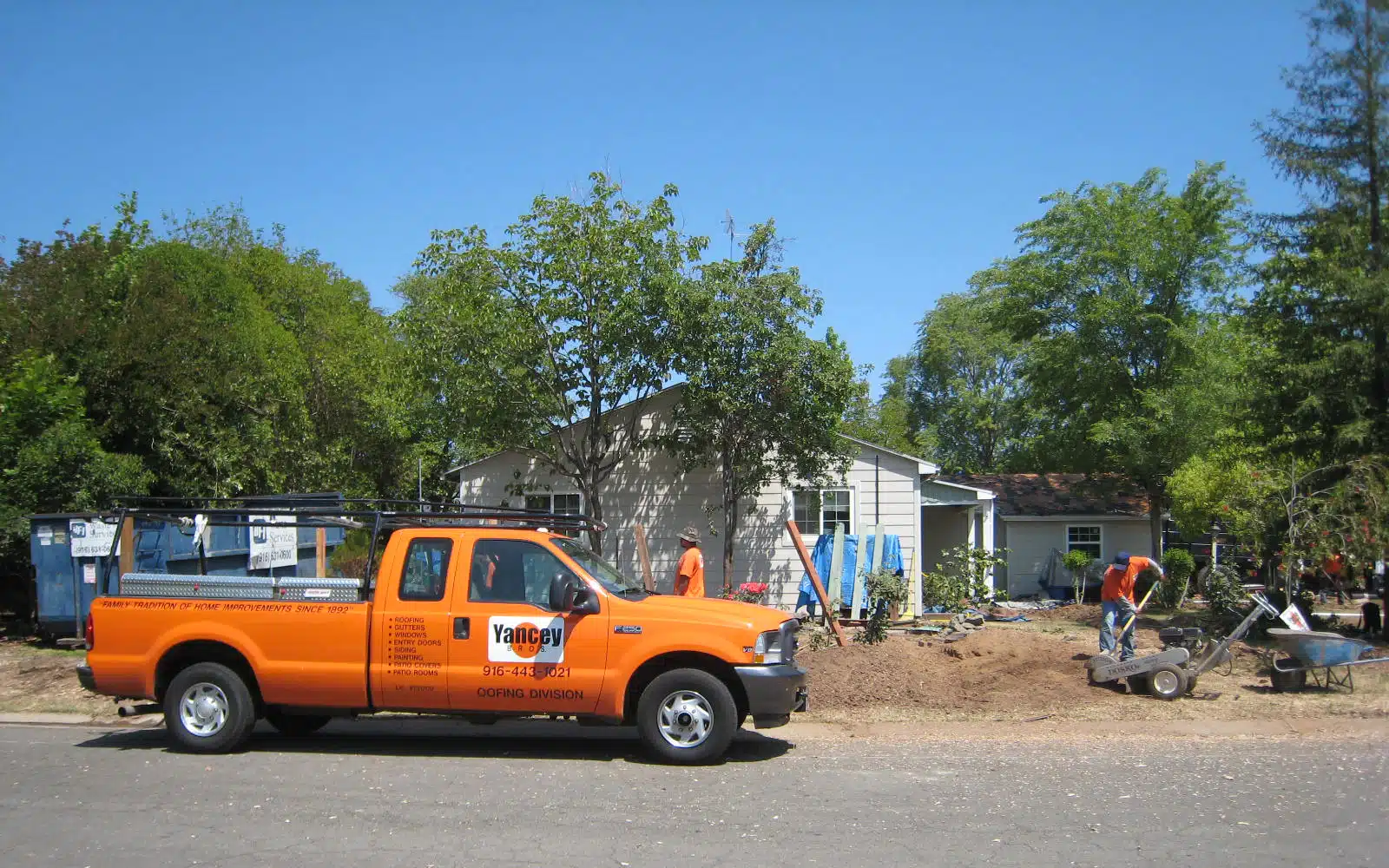 Yancey crew working outside of residential home in Sacramento, CA.