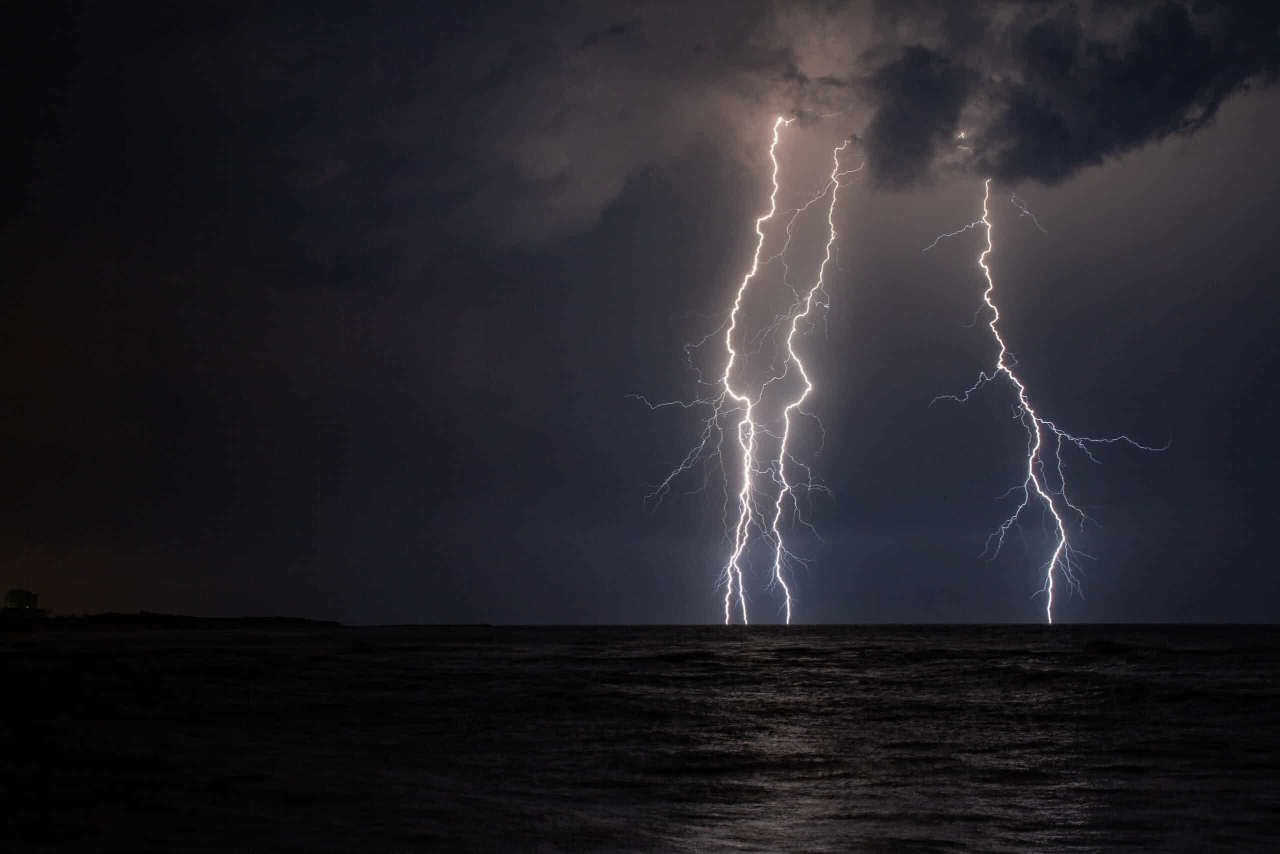 lighting over water