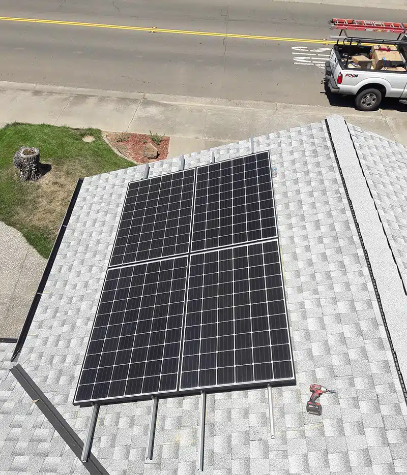 Solar panels on residential roof in Sacramento, CA.