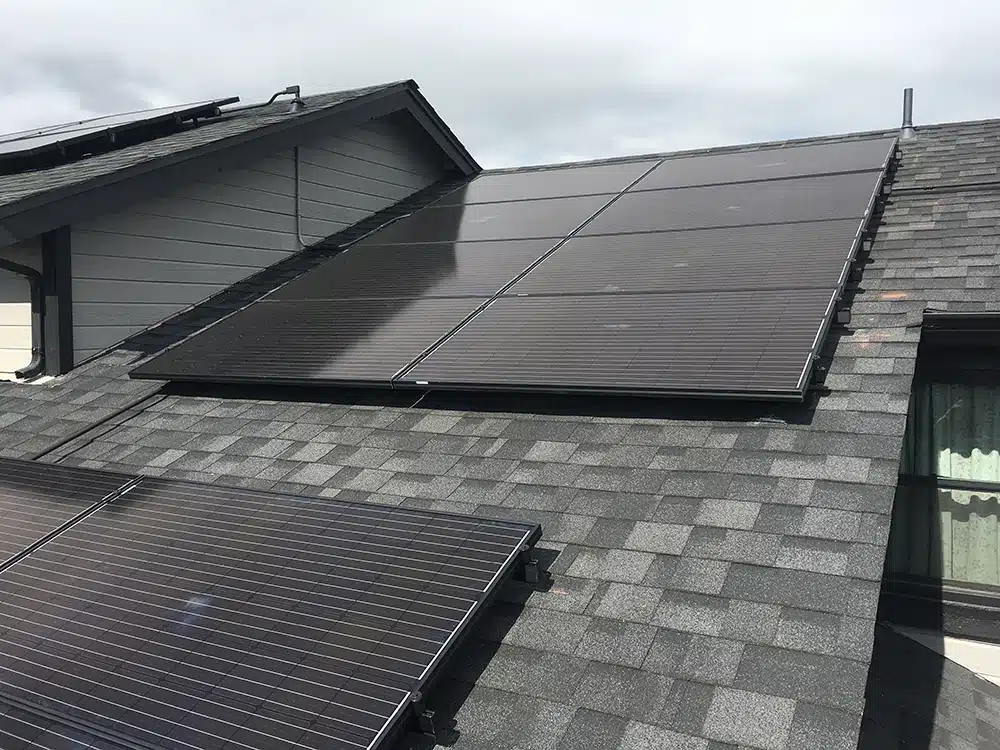 Solar panels on residential roof in Sacramento, CA.
