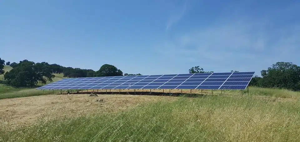 Solar panels in field in Sacramento, CA.