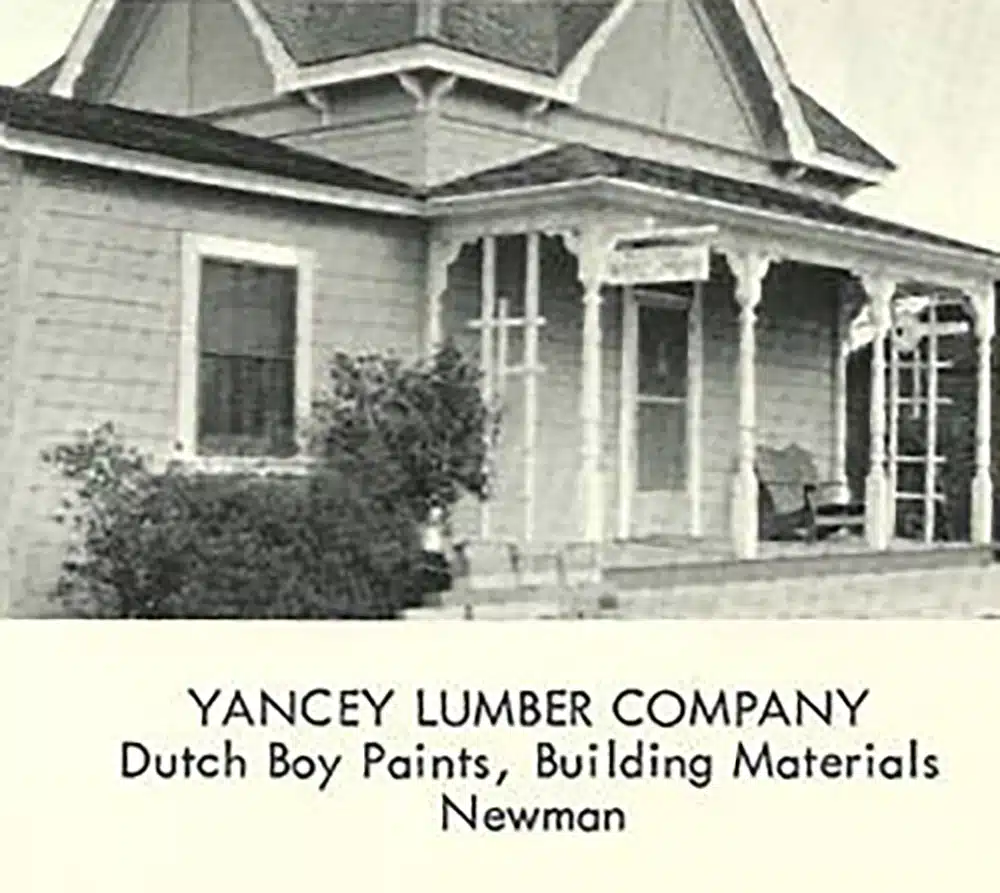 Yancey Lumber Company news print.